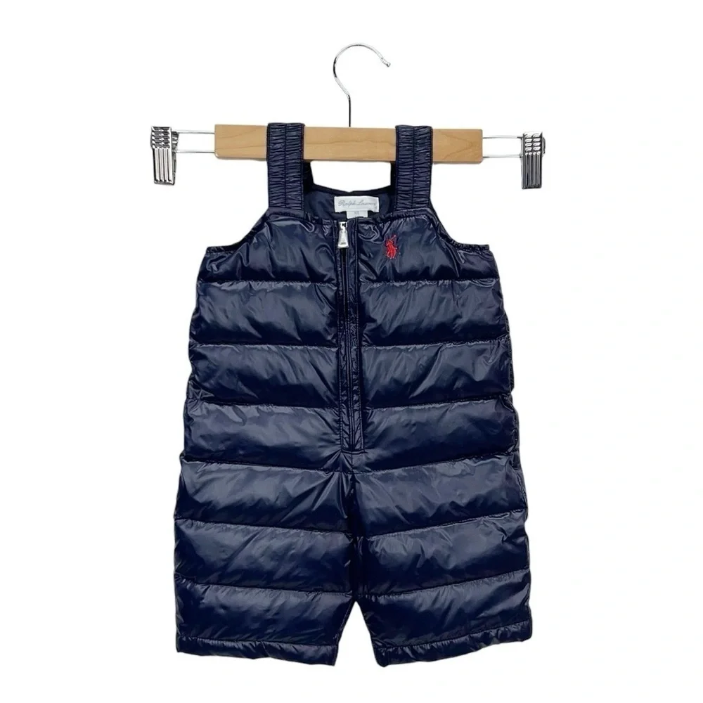 Ralph Lauren Size 3 Months Down Puffer Snowsuit Navy Blue Jacket Pants New NWT